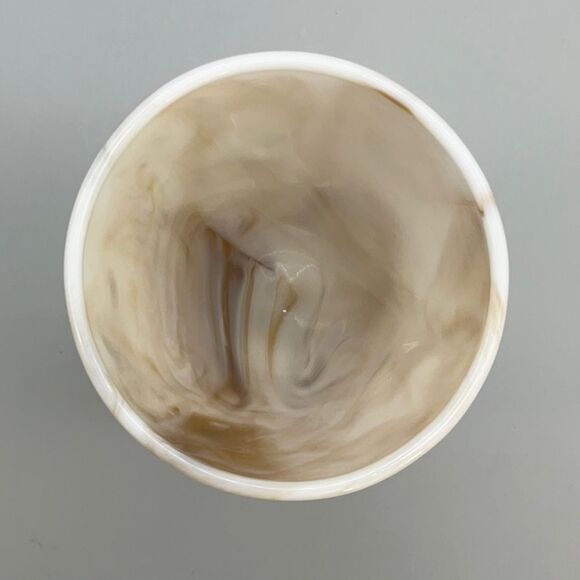 Vintage Slag Glass Goblet Vase Carmel Swirl - Picture 8 of 15